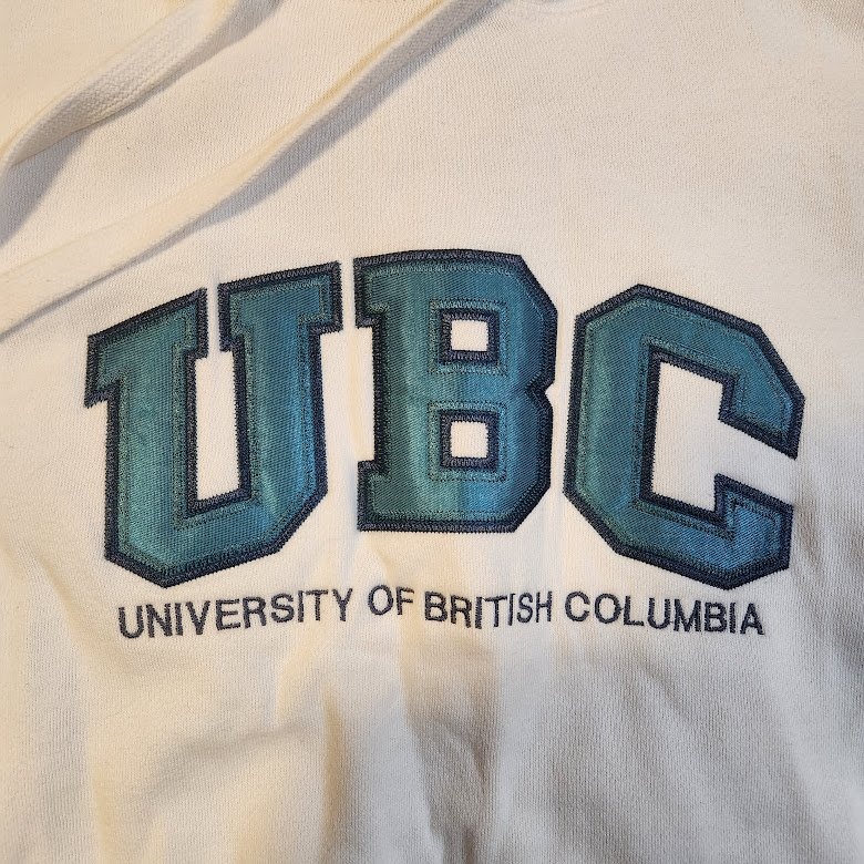 UBC Pullover Hoodie Sz S White and Turquoise - photo 2