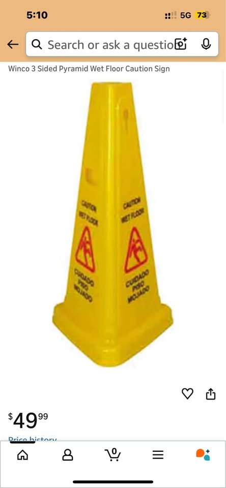 Winco 3 Sided Pyramid Wet Floor Caution Sign (2pcs) - photo 2
