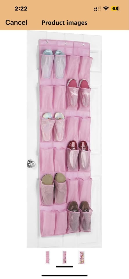 Whitmor 24 Pocket Over the Door Shoe Organizer - Pink - photo 2