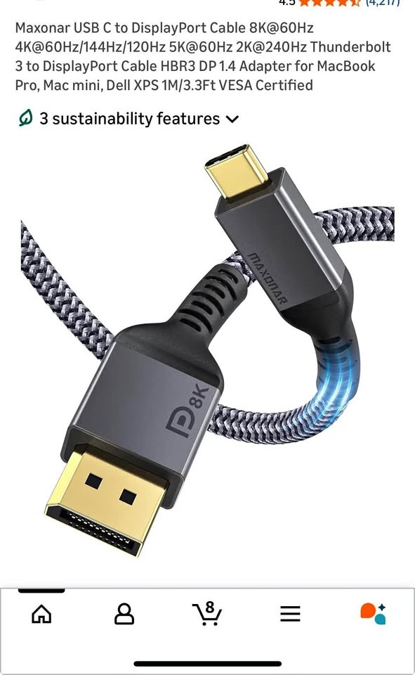 New Maxonar USB C to DisplayPort Cable