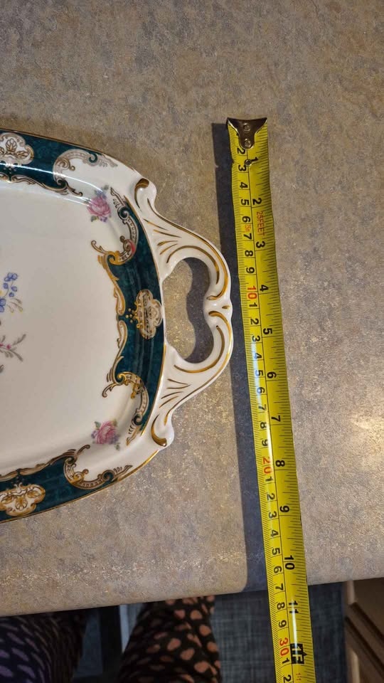 Vintage Porcelain Tray with Flowers and Handles - photo 2