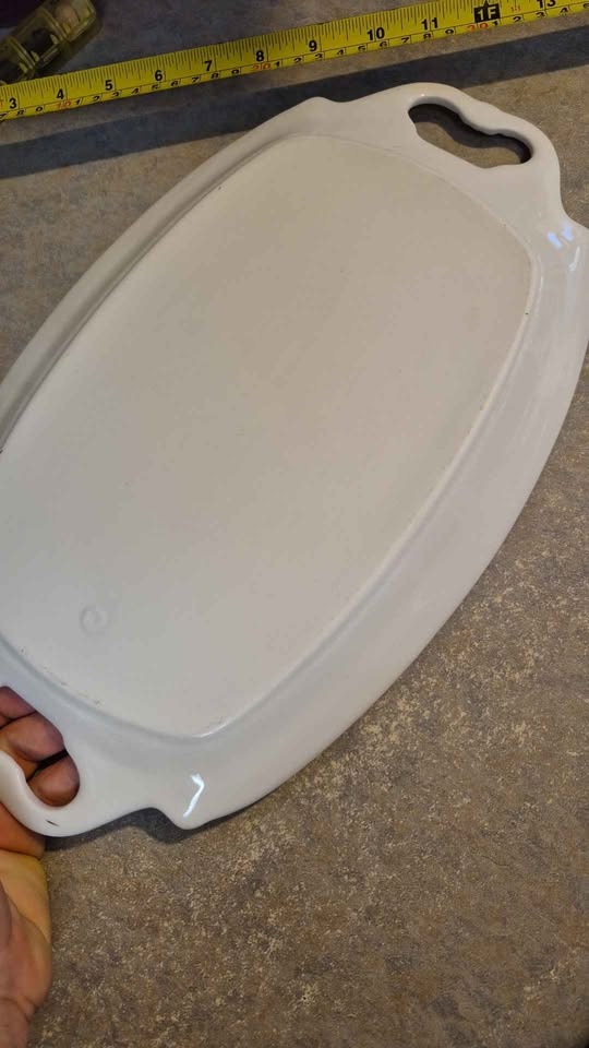 Vintage Porcelain Tray with Flowers and Handles - photo 5