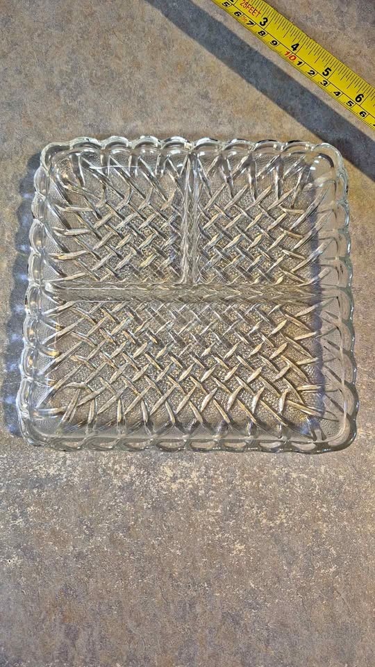 Vintage Clear Square Divided Dish