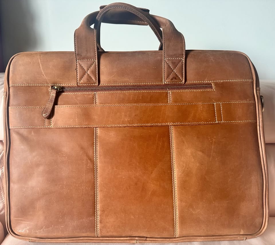 17" Leather Luxorro Laptop Briefcase - Light Brown - photo 2