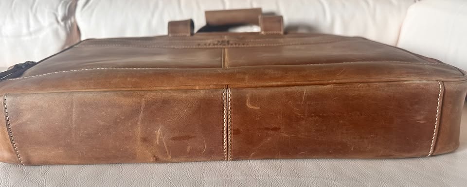 17" Leather Luxorro Laptop Briefcase - Light Brown - photo 3