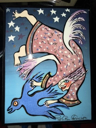 Pat Custer Denison Signed Tile SOME ANGELS NEED TRAINING 6" x 8"