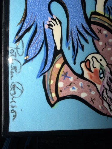 Pat Custer Denison Signed Tile SOME ANGELS NEED TRAINING 6" x 8" - photo 3