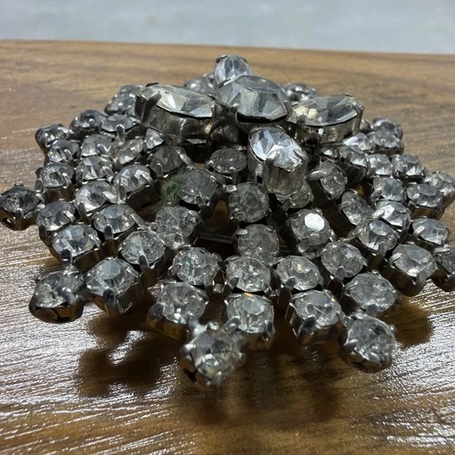 Snowflake Brooch Clear Rhinestones - photo 3