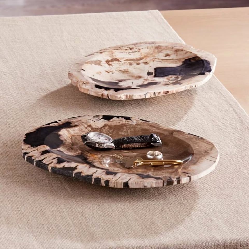 Crate & Barrel Petrified Wood Catch-All Tray