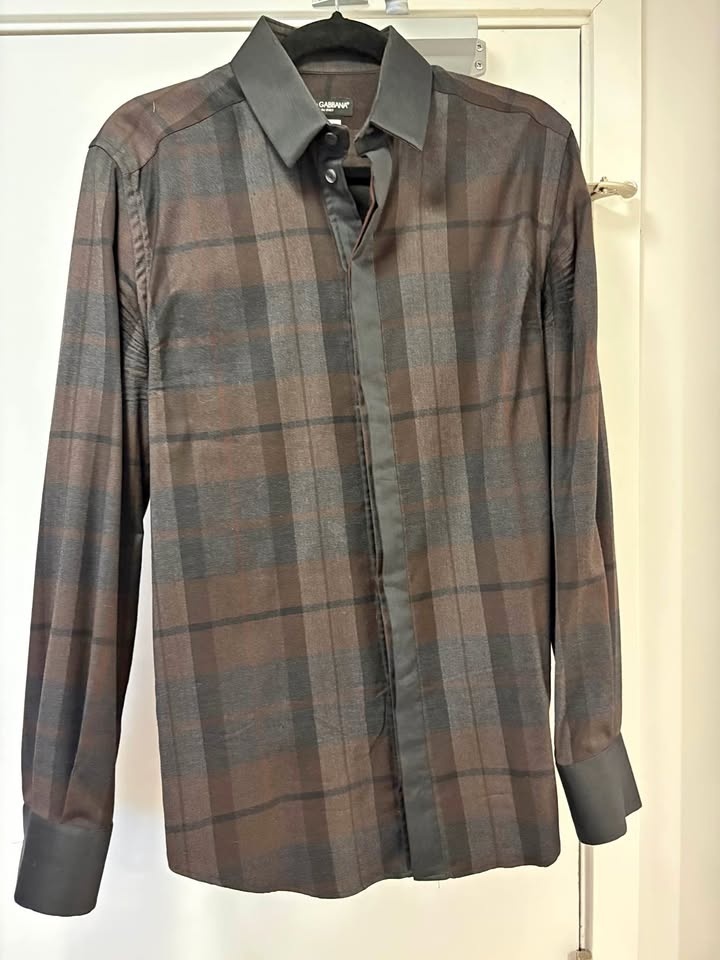 Dolce & Gabbana Plaid Wool-Silk Shirt - Brown Check - Made in It
