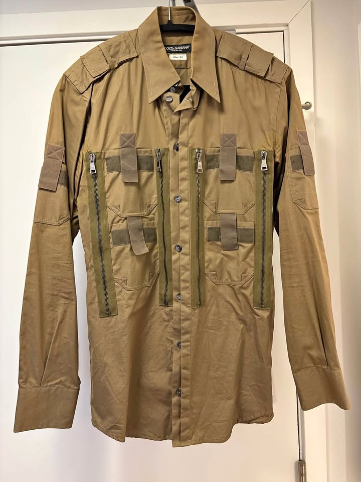 Dolce & Gabbana Slim Fit Military Utility Shirt - Khaki
