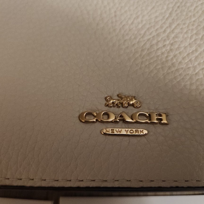 New Coach Pebbled Leather Fold Over Crossbody Purse- Chalk - photo 2