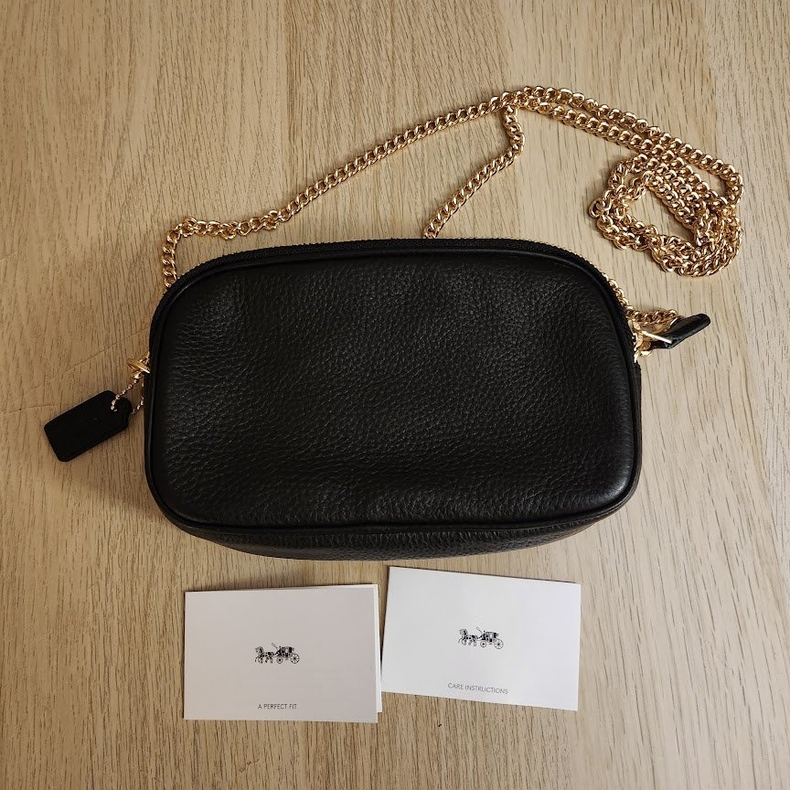 New Coach F72490 Pebble Leather Crossbody Pouch - Black - photo 3