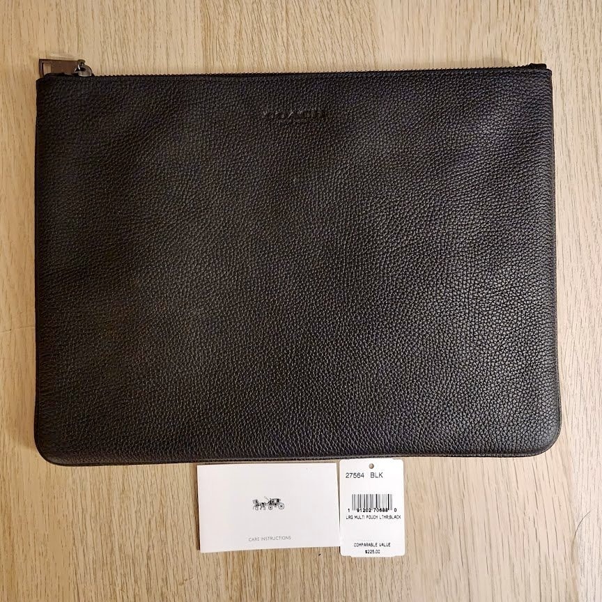 New Coach Authentic Large Multi Pouch Leather in Black
