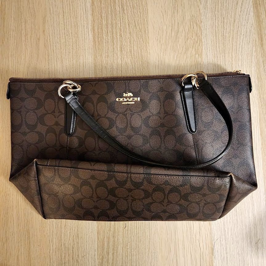 New Authentic Coach Signature Brown Tote Shoulder Bag