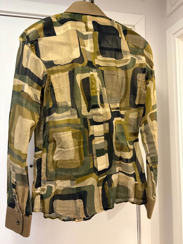 Dolce & Gabbana Slim Fit Geometric Print Shirt - Olive/Khaki - photo 2