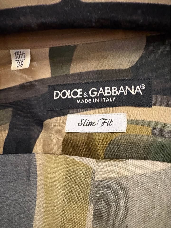 Dolce & Gabbana Slim Fit Geometric Print Shirt - Olive/Khaki - photo 4