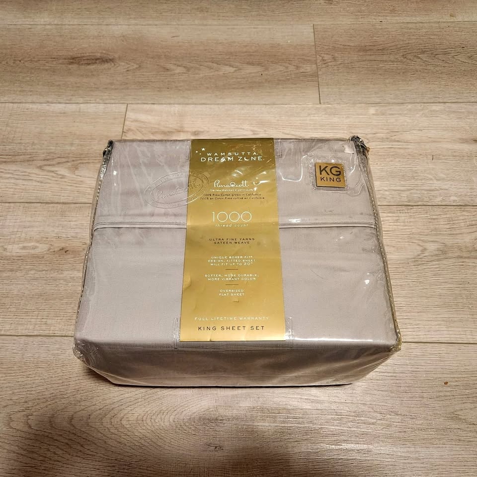 WAMSUTTA Dream Zone King 1000 TC PimaCott Grey Sheet Set