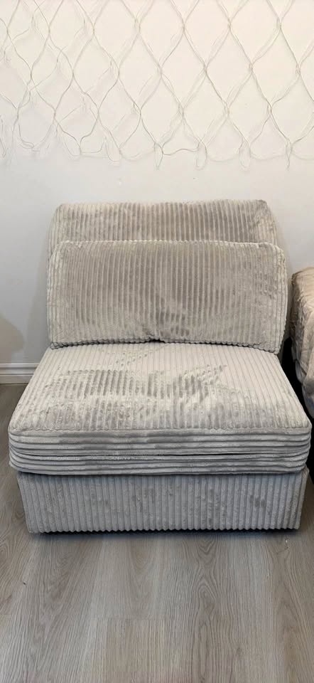 Corduroy Armless Accent Chair with Lumbar Pillow