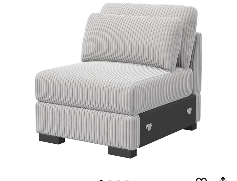 Corduroy Armless Accent Chair with Lumbar Pillow - photo 3