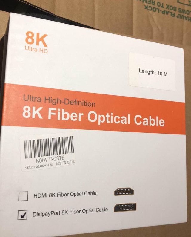 New 33ft 8K Fiber Optic DisplayPort Cable (10M)