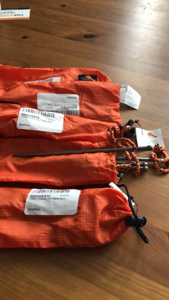 Set of 6 New Titanium Tent Stakes (Several Sets Available)