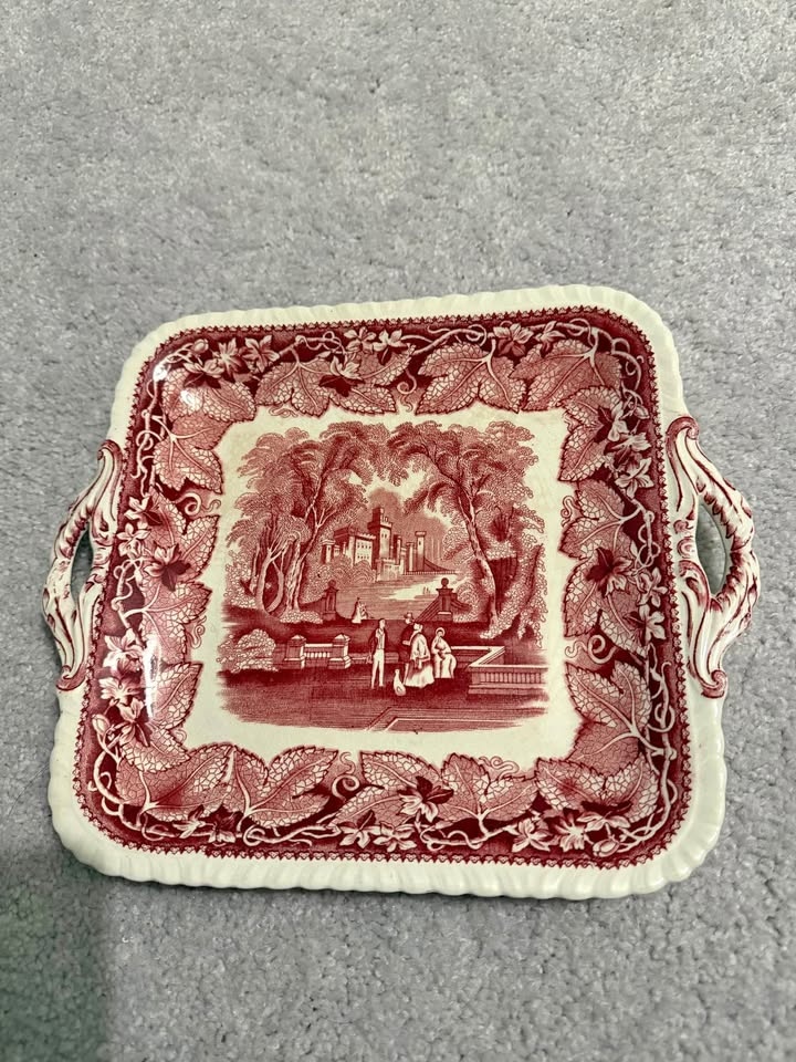 Vintage Mason's Vista Red Ironstone Serving Tray - Made in Engla