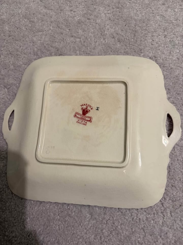 Vintage Mason's Vista Red Ironstone Serving Tray - Made in Engla - photo 3