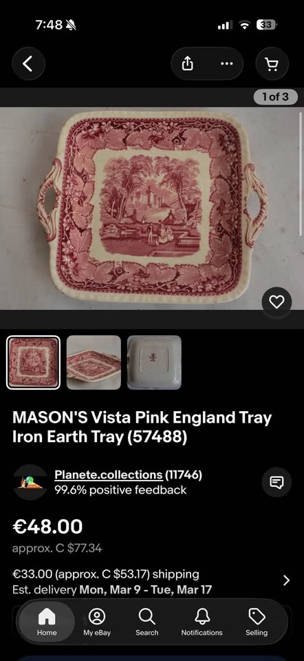Vintage Mason's Vista Red Ironstone Serving Tray - Made in Engla - photo 4