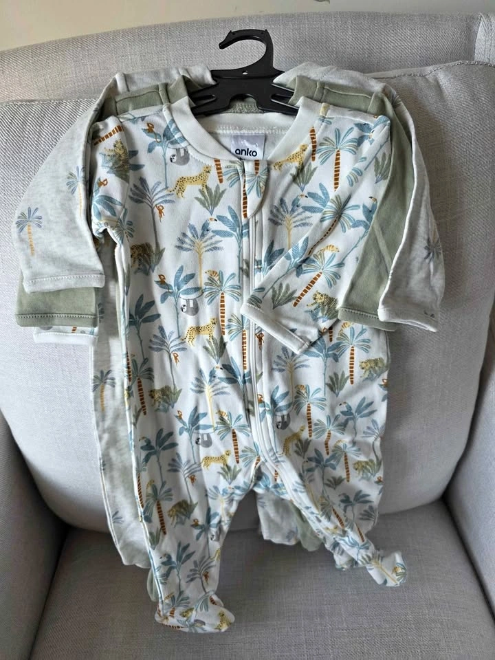 Anko Baby Sleepers 3 pack Size 0-3 months