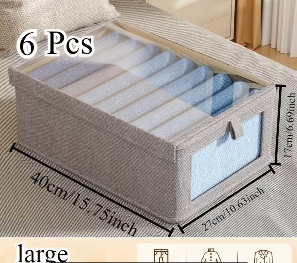 11pcs Fabric Clothes Storage Baskets with Flip Top Lids | Large - photo 2