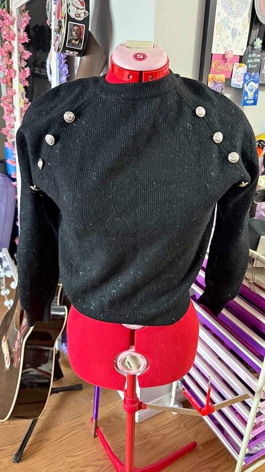 Understar Sparkly Black Short Sweater - Fits Medium