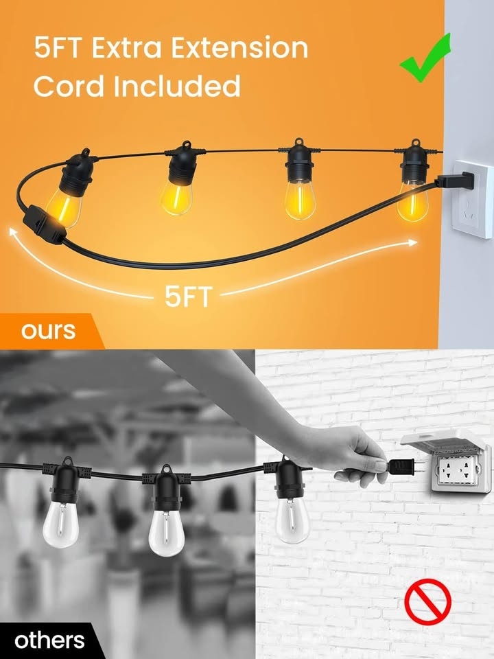 Quntis 101FT Outdoor String Lights(30+2) - photo 3