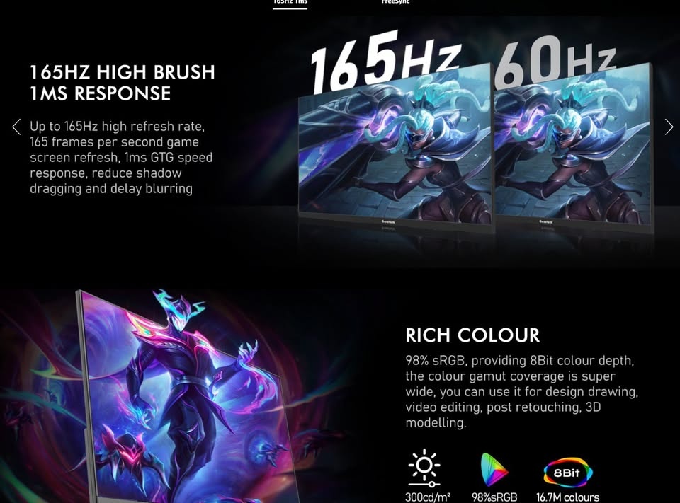 Gawfolk 27" 2K Gaming Monitor (GF 270L) - 165Hz, 1ms - photo 4