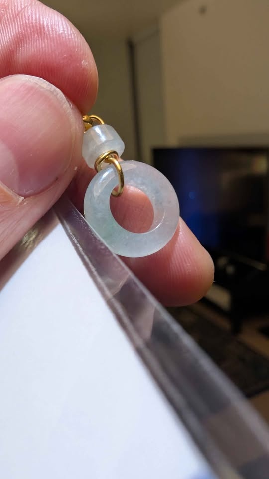 Icy Grade A Lavender & Green Jadeite Ping An Kou Pendant - photo 3