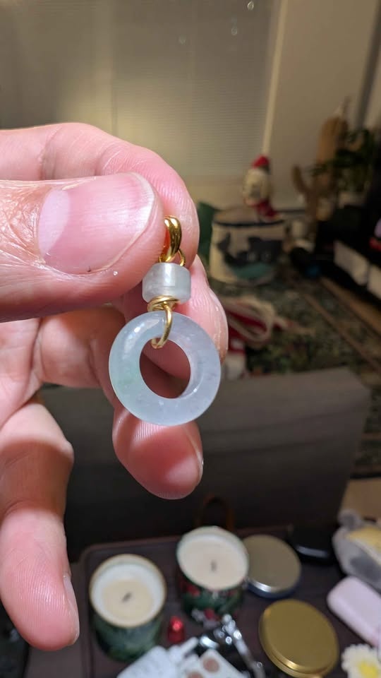 Icy Grade A Lavender & Green Jadeite Ping An Kou Pendant - photo 4