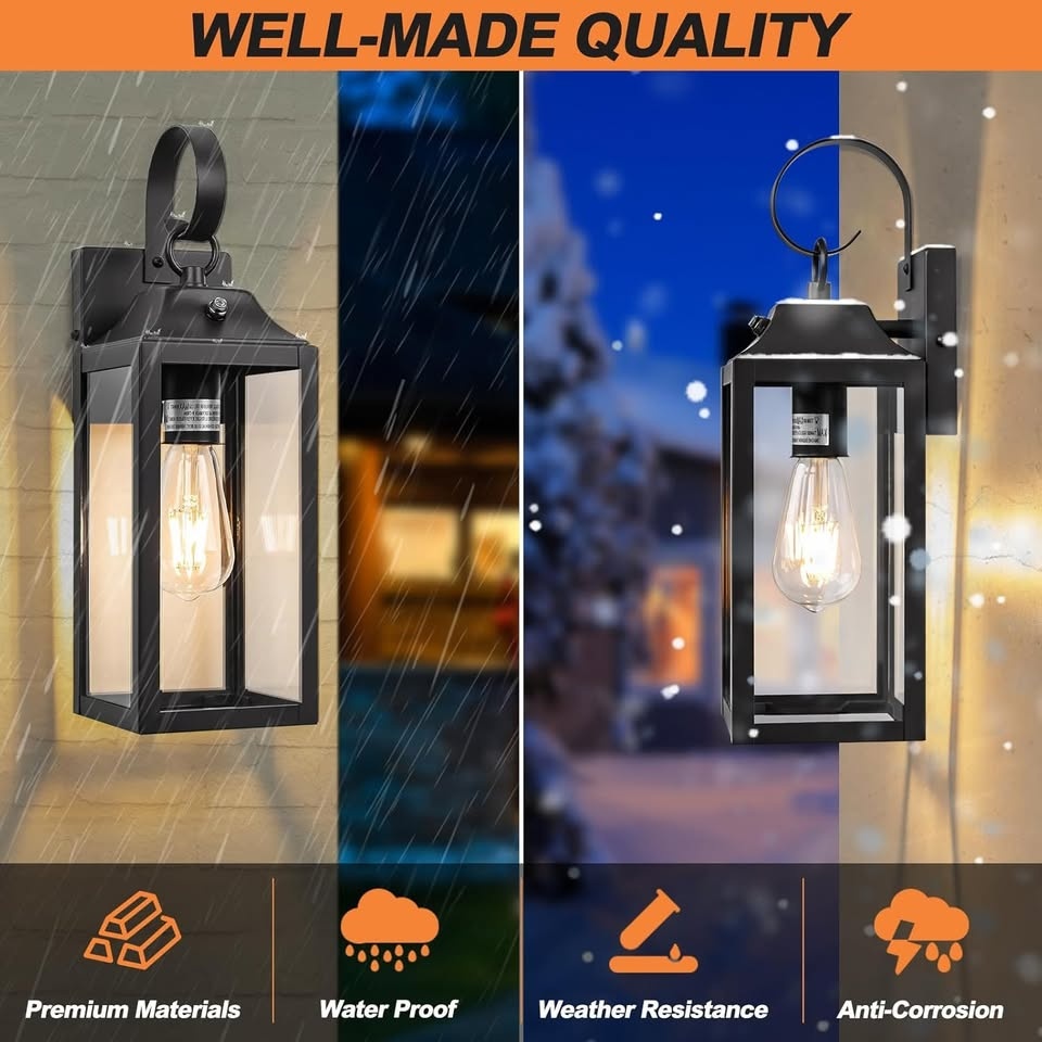 Dusk to Dawn Wall Lights 2 Pack, Black, 15 Inch Exterior - photo 4