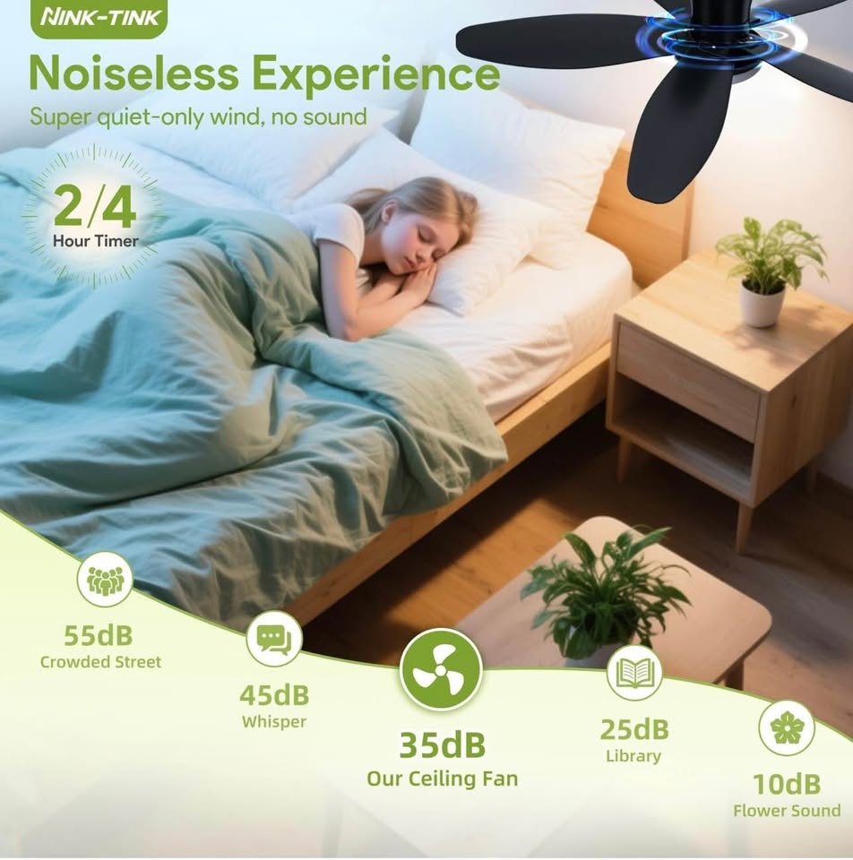 Nink Tink Small Ceiling Fan with Light - 42 Inch Flush Mount - photo 2