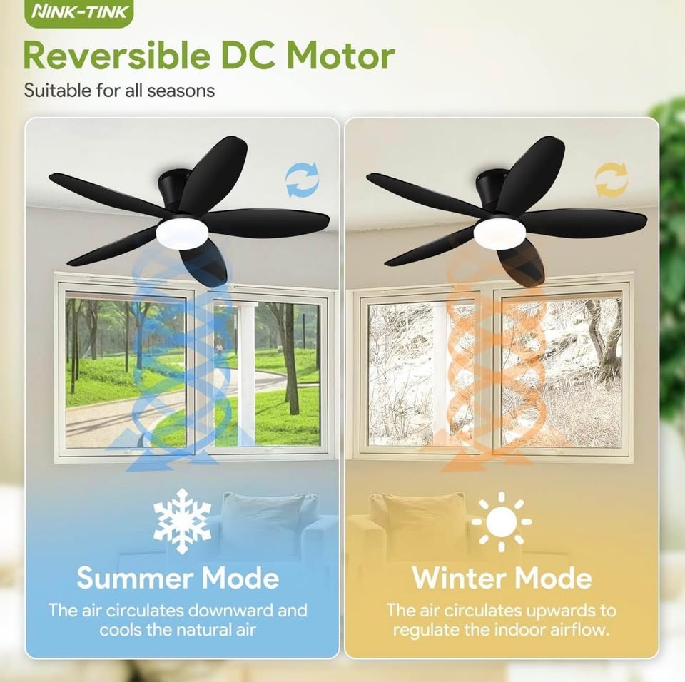 Nink Tink Small Ceiling Fan with Light - 42 Inch Flush Mount - photo 3