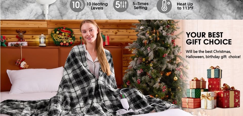 Black Heated Blanket Electric Throw 50x60 - photo 2