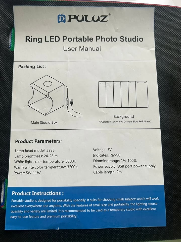 Puluz Ring LED Portable Photo Studio - photo 5