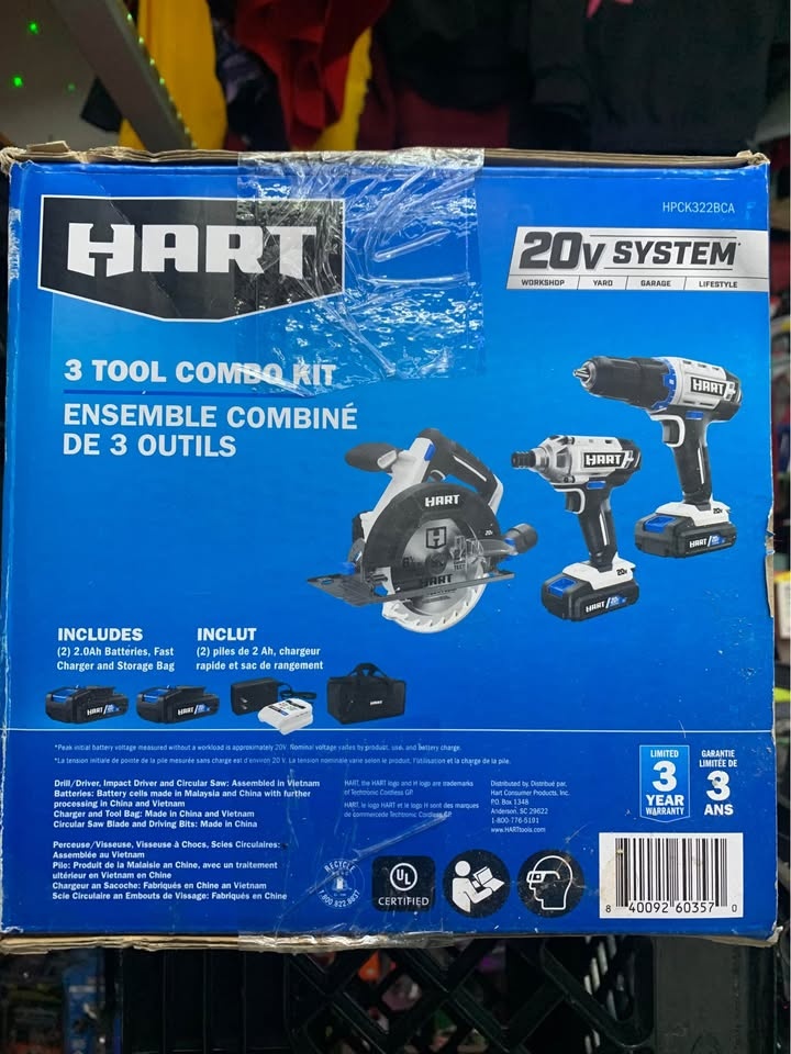 HART 20V 3 Tool Combo Kit Drill Impact Driver Saw - photo 2