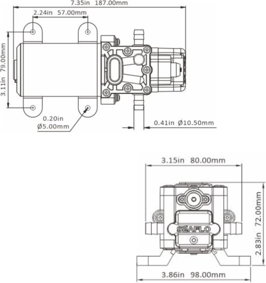 Seaflo 12V Diaphragm Water Pump 1.3GPM 100PSI - photo 5