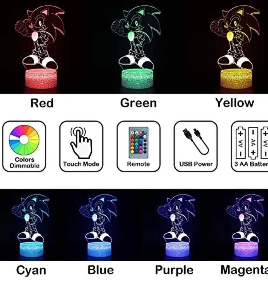 3D Illusion Kids Night Light - Sonic & Fortnite - photo 3