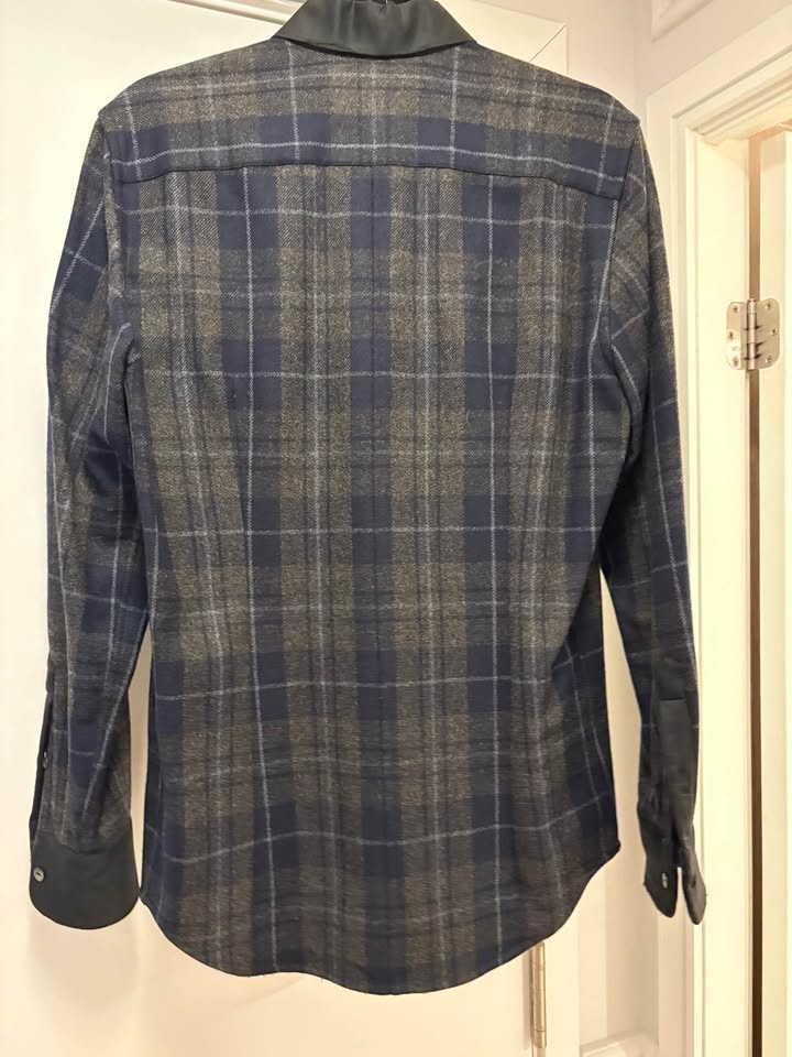 Dolce & Gabbana Plaid Wool-Silk Shirt - Navy/Blue Check - photo 2