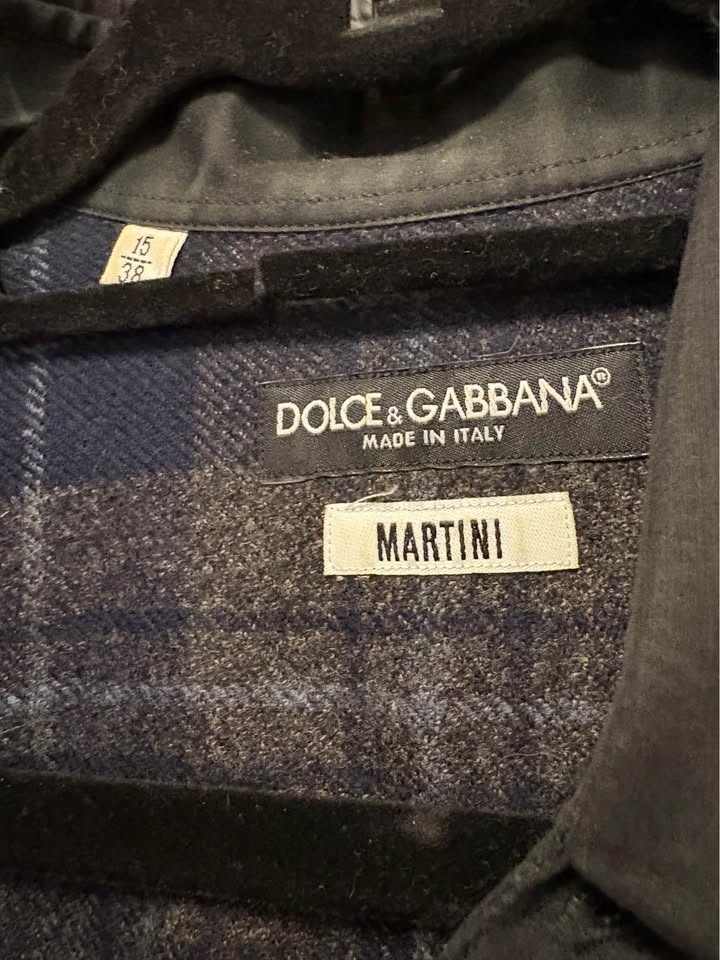 Dolce & Gabbana Plaid Wool-Silk Shirt - Navy/Blue Check - photo 3
