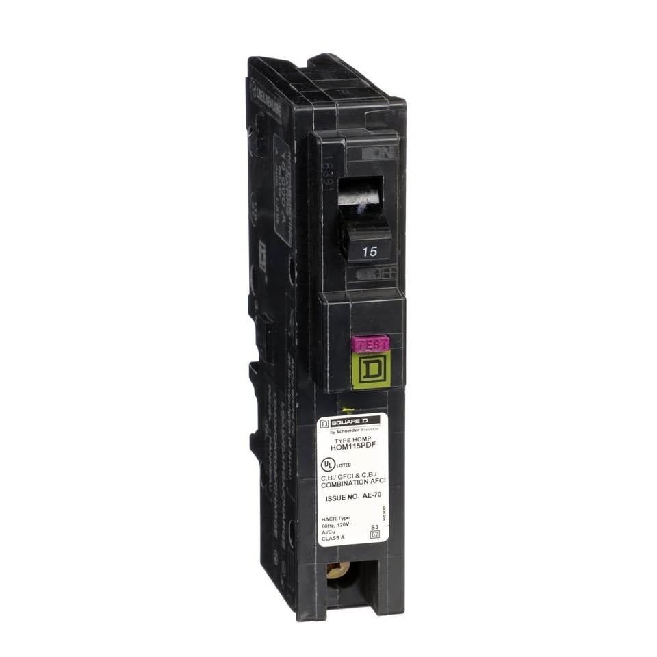 Mini Circuit Breaker, Homeline, 15A, 1 Pole, GFCI/AFCI