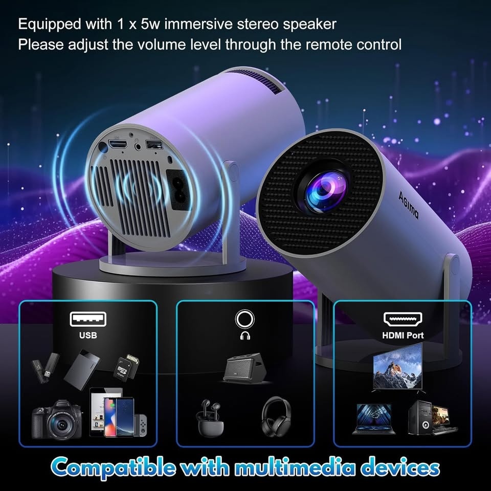 Agima Mini Projector 1080P 4K, Remote, Mouse - photo 4