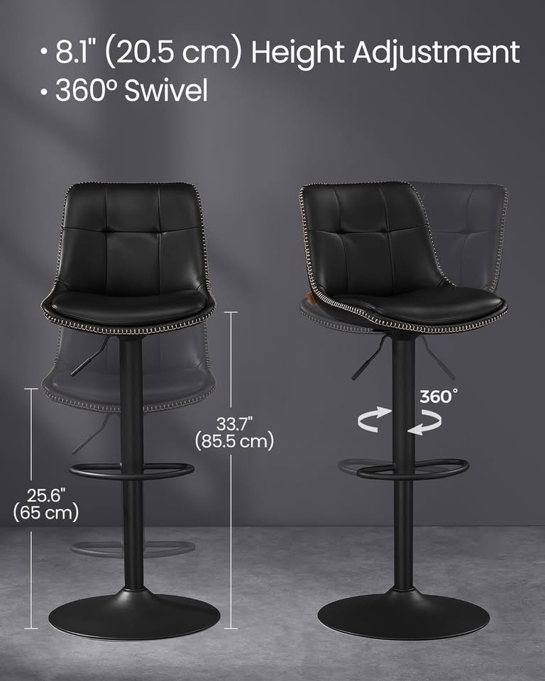 Bar Stools, Set of 2 Swivel Bar Chairs - photo 2