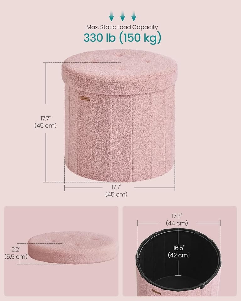 Round Storage Ottoman - photo 3